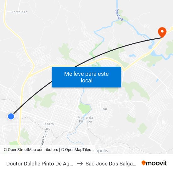 Doutor Dulphe Pinto De Aguiar to São José Dos Salgados map