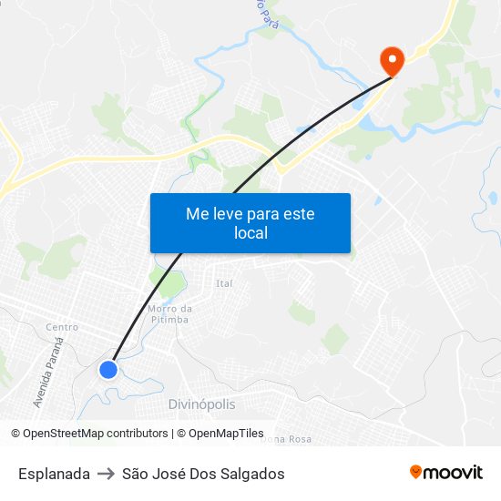 Esplanada to São José Dos Salgados map