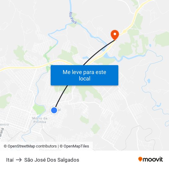 Itaí to São José Dos Salgados map