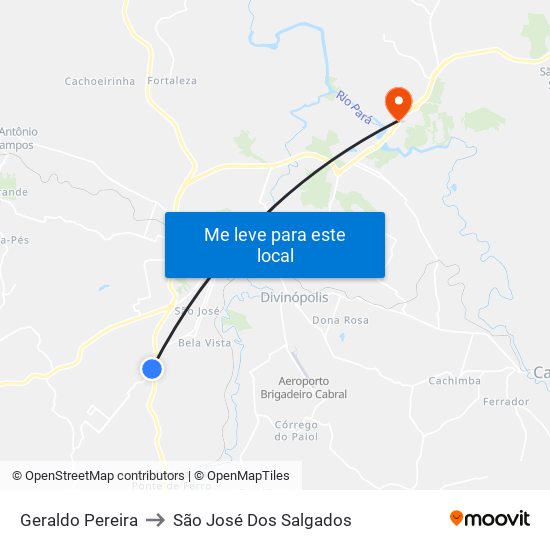 Geraldo Pereira to São José Dos Salgados map