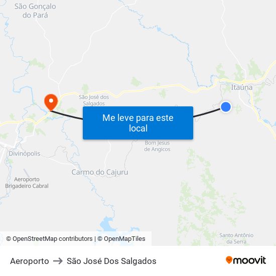 Aeroporto to São José Dos Salgados map