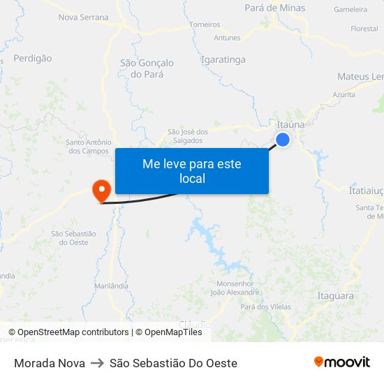 Morada Nova to São Sebastião Do Oeste map