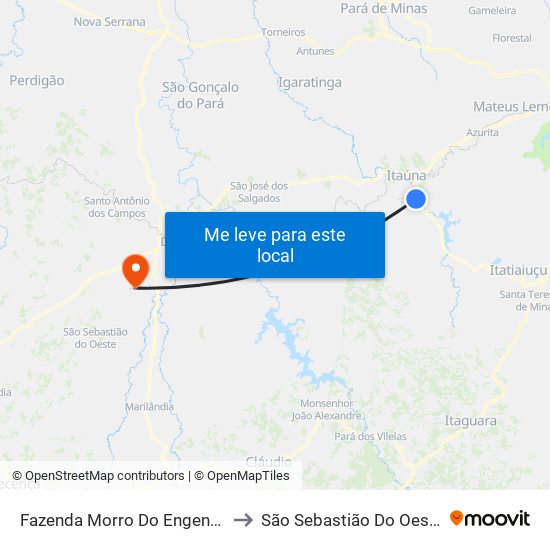 Fazenda Morro Do Engenho to São Sebastião Do Oeste map