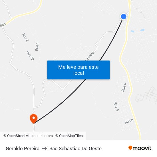 Geraldo Pereira to São Sebastião Do Oeste map