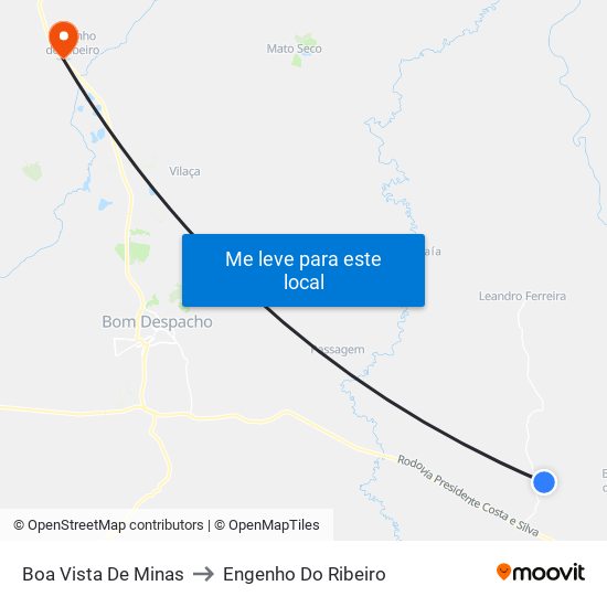 Boa Vista De Minas to Engenho Do Ribeiro map