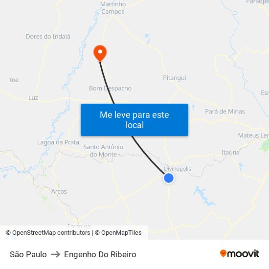 São Paulo to Engenho Do Ribeiro map