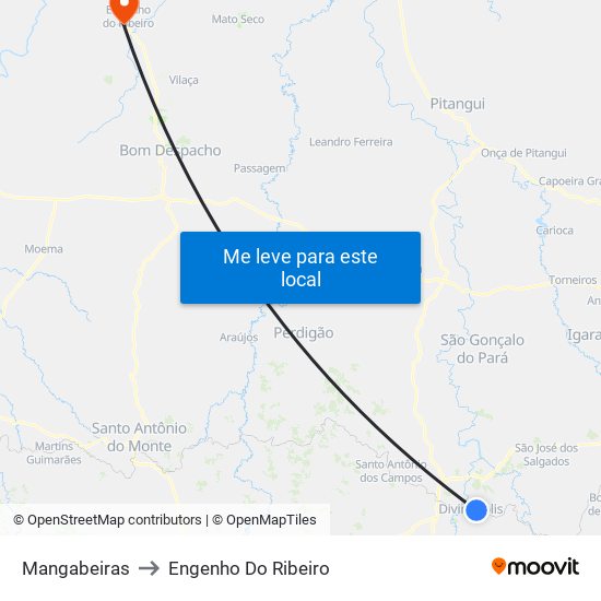 Mangabeiras to Engenho Do Ribeiro map