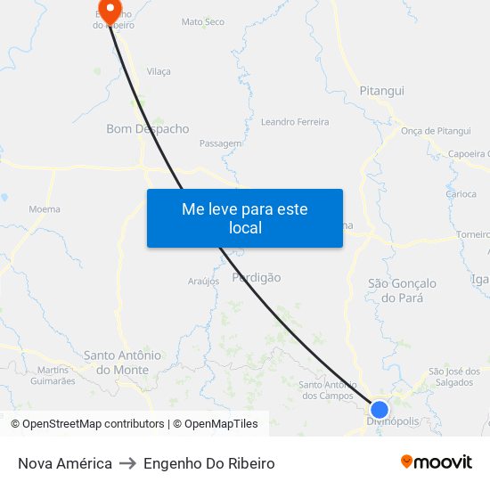 Nova América to Engenho Do Ribeiro map