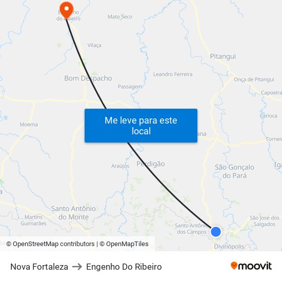 Nova Fortaleza to Engenho Do Ribeiro map