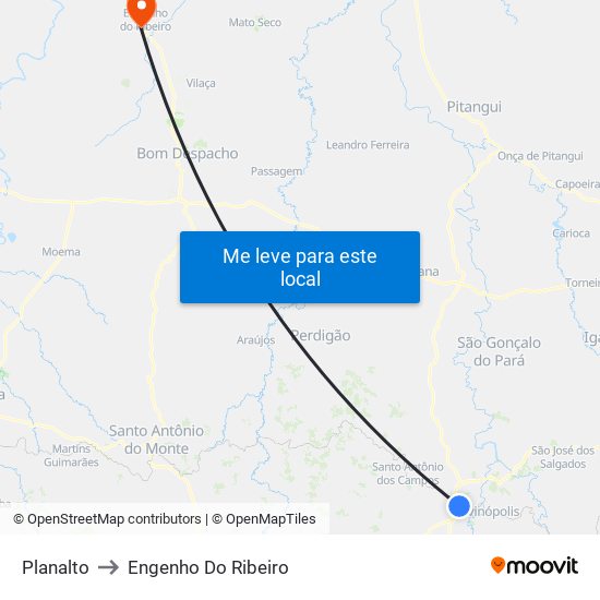 Planalto to Engenho Do Ribeiro map