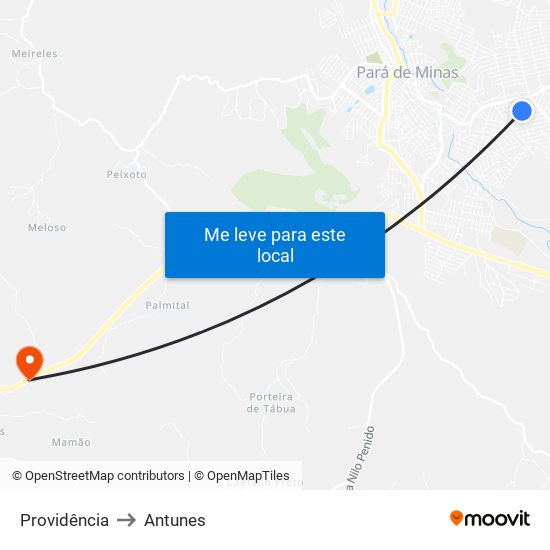 Providência to Antunes map