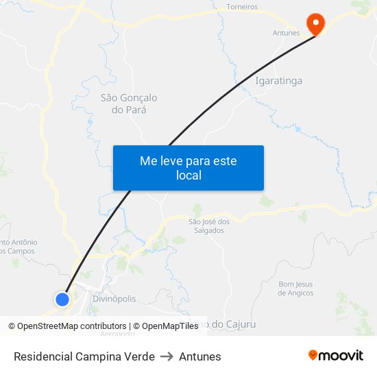 Residencial Campina Verde to Antunes map