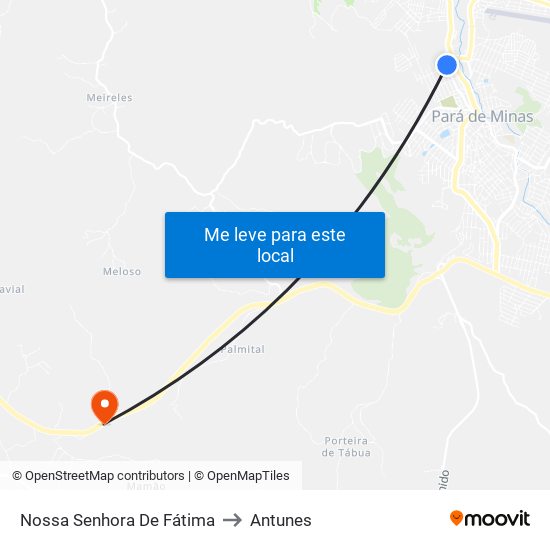 Nossa Senhora De Fátima to Antunes map