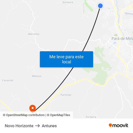 Novo Horizonte to Antunes map