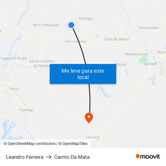 Leandro Ferreira to Carmo Da Mata map