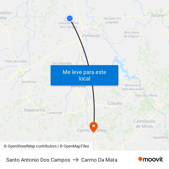 Santo Antonio Dos Campos to Carmo Da Mata map