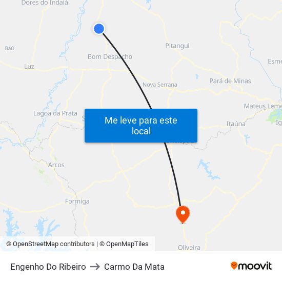 Engenho Do Ribeiro to Carmo Da Mata map