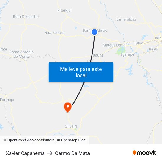 Xavier Capanema to Carmo Da Mata map