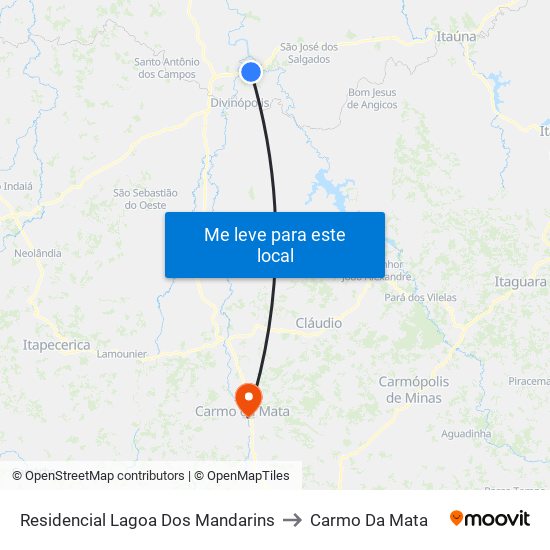 Residencial Lagoa Dos Mandarins to Carmo Da Mata map