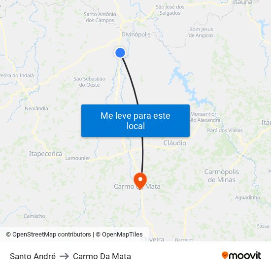 Santo André to Carmo Da Mata map