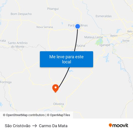 São Cristóvão to Carmo Da Mata map