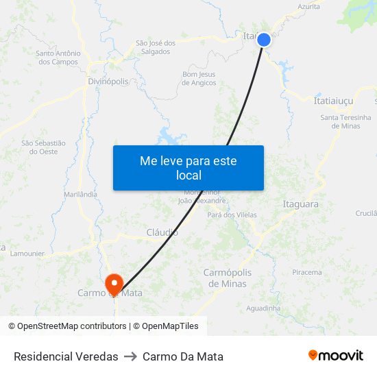 Residencial Veredas to Carmo Da Mata map