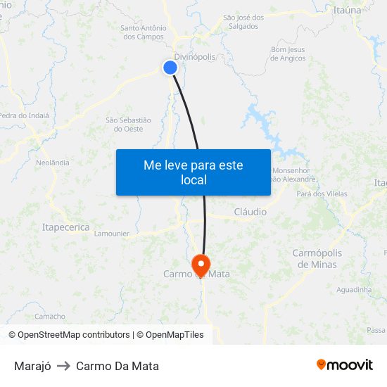 Marajó to Carmo Da Mata map