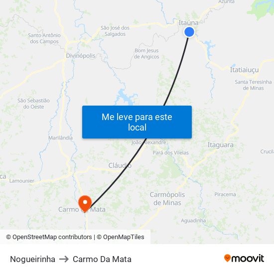 Nogueirinha to Carmo Da Mata map