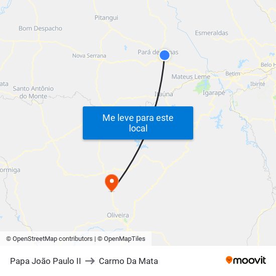 Papa João Paulo II to Carmo Da Mata map