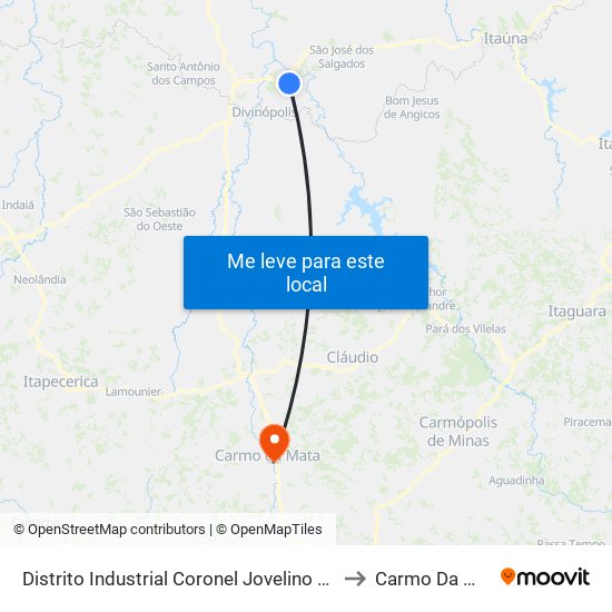 Distrito Industrial Coronel Jovelino Rabelo to Carmo Da Mata map