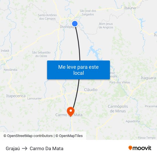 Grajaú to Carmo Da Mata map