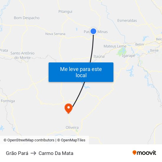 Grão Pará to Carmo Da Mata map