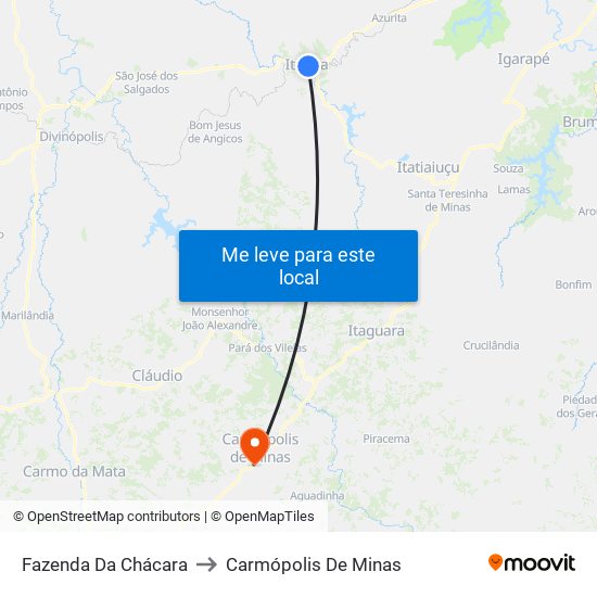 Fazenda Da Chácara to Carmópolis De Minas map