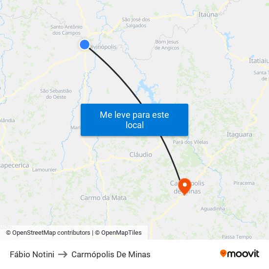 Fábio Notini to Carmópolis De Minas map