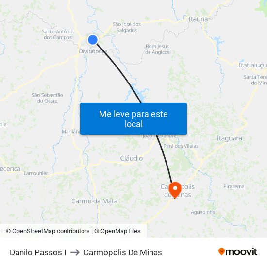Danilo Passos I to Carmópolis De Minas map