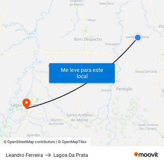 Leandro Ferreira to Lagoa Da Prata map