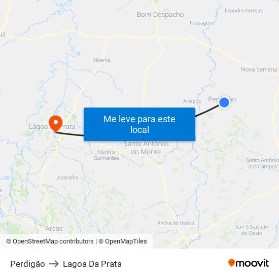 Perdigão to Lagoa Da Prata map