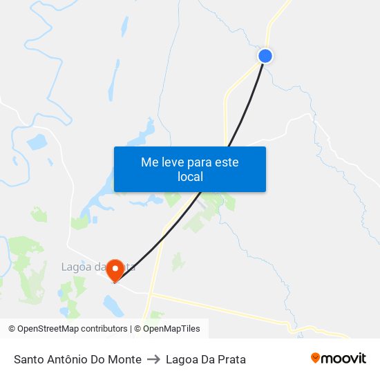 Santo Antônio Do Monte to Lagoa Da Prata map