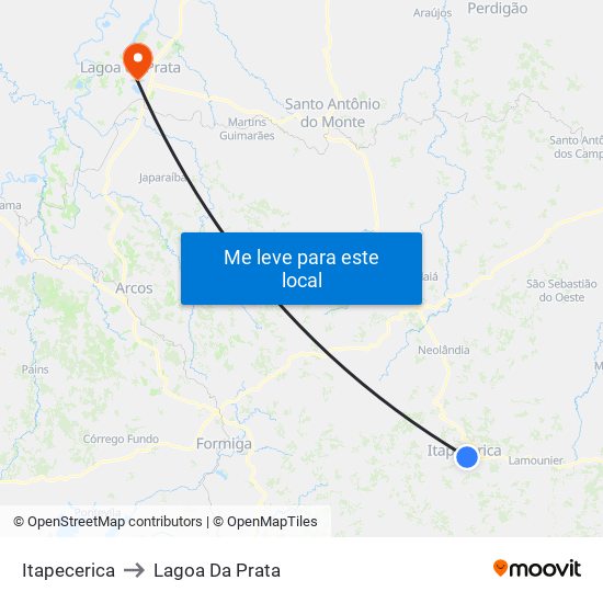 Itapecerica to Lagoa Da Prata map