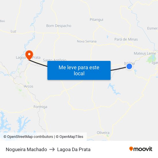 Nogueira Machado to Lagoa Da Prata map