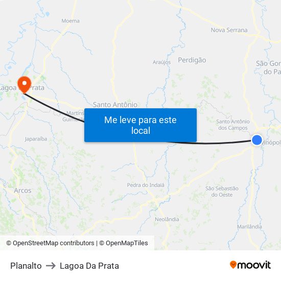 Planalto to Lagoa Da Prata map