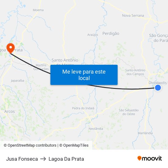 Jusa Fonseca to Lagoa Da Prata map