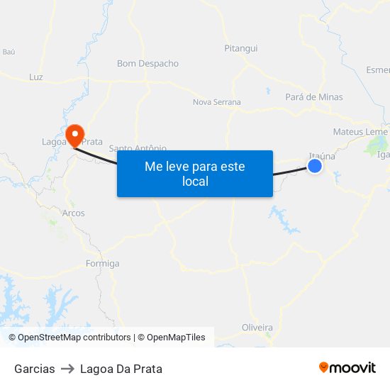 Garcias to Lagoa Da Prata map