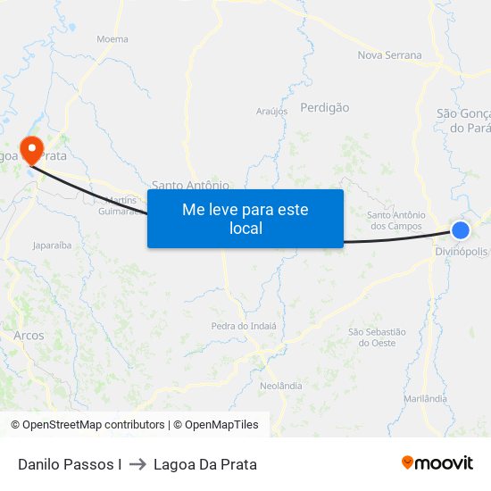 Danilo Passos I to Lagoa Da Prata map