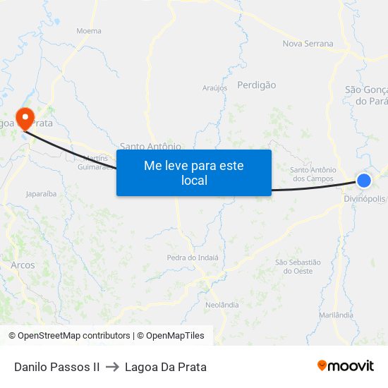 Danilo Passos II to Lagoa Da Prata map