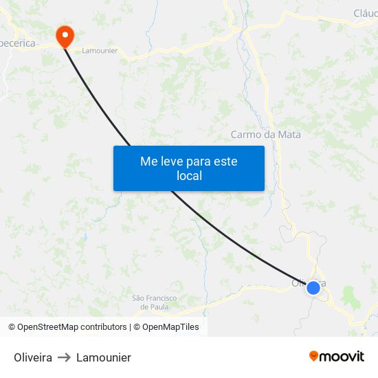 Oliveira to Lamounier map