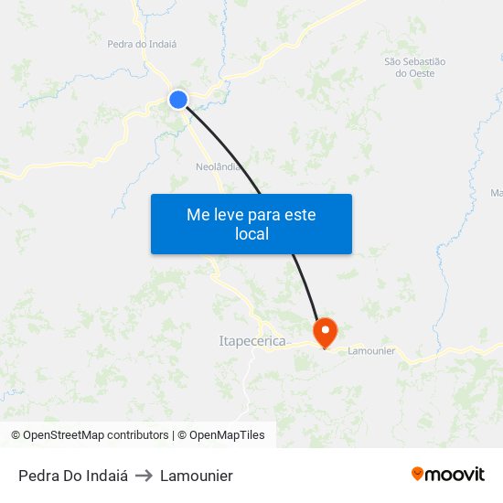 Pedra Do Indaiá to Lamounier map