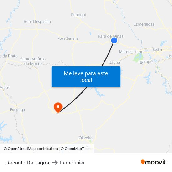 Recanto Da Lagoa to Lamounier map
