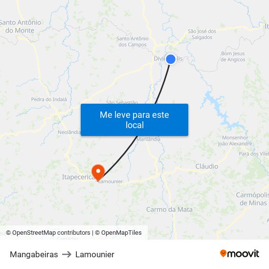 Mangabeiras to Lamounier map