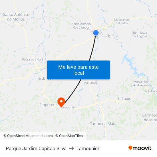 Parque Jardim Capitão Silva to Lamounier map